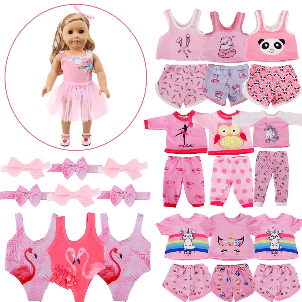 

Pink Doll Clothes For 43cm Newborn Baby Regeneration Doll, 18 Inch American Doll Girl, First-Generation Baby Clothes Accessories