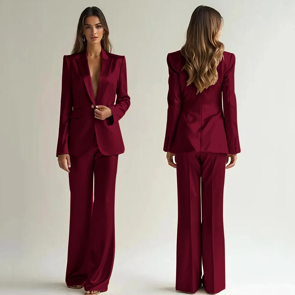 Luxury High Quality Women's Suit One Button 2 Piece Jacket Pants Female Clothing Slim Fit Smart Office Banquet Lady Blazer Set
