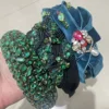 Green Headbands For Women Wide Velvet Bezel Hair Band Crystal Padded Hair Hoop Girls Sponge Thick Winter Hair Accessories