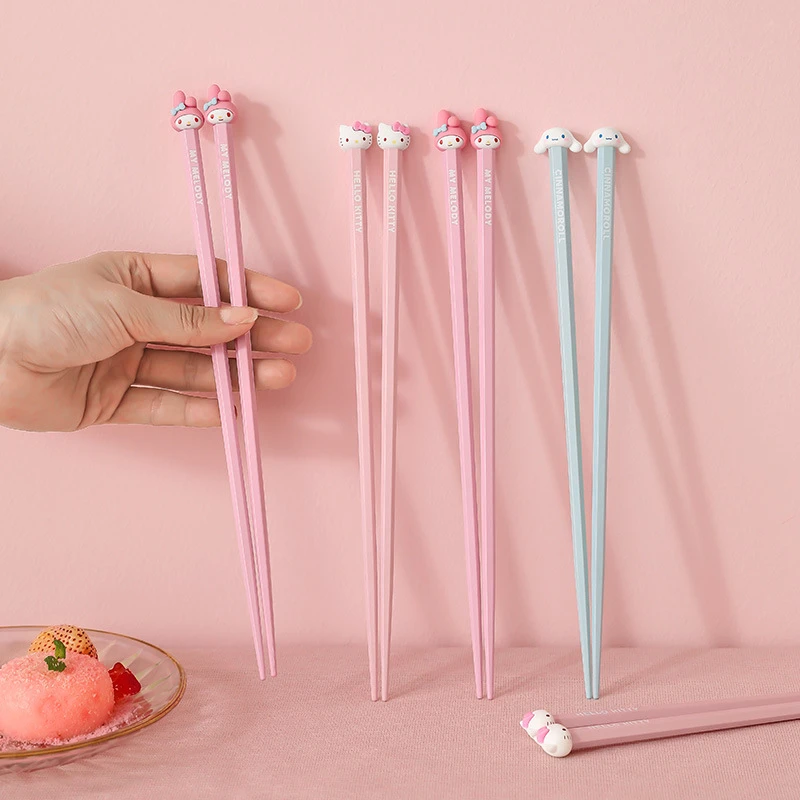 

Sanrio Kawaii Hello Kitty Chopsticks Anime New Home High Temperature Moisture-proof Cartoon Eating Chopsticks Cute Tableware
