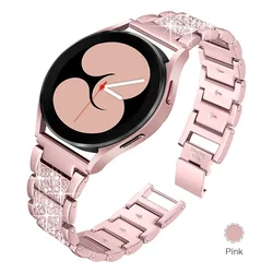 Elegant Diamond Metal Link Bracelet Strap - Universal 20mm/22mm Watch Band for Amazfit gtr 4-3-pro (Rose pink 03)