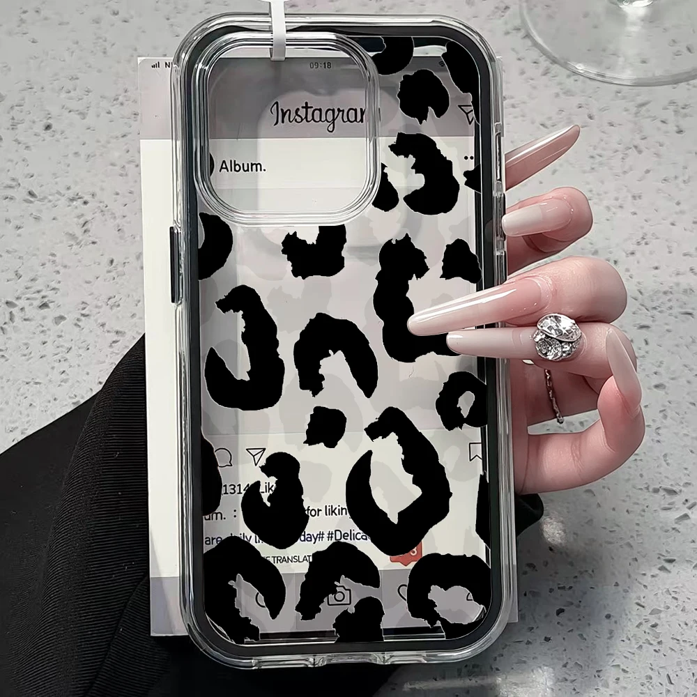 Minimalist Black Leopard Print Clear Phone Case