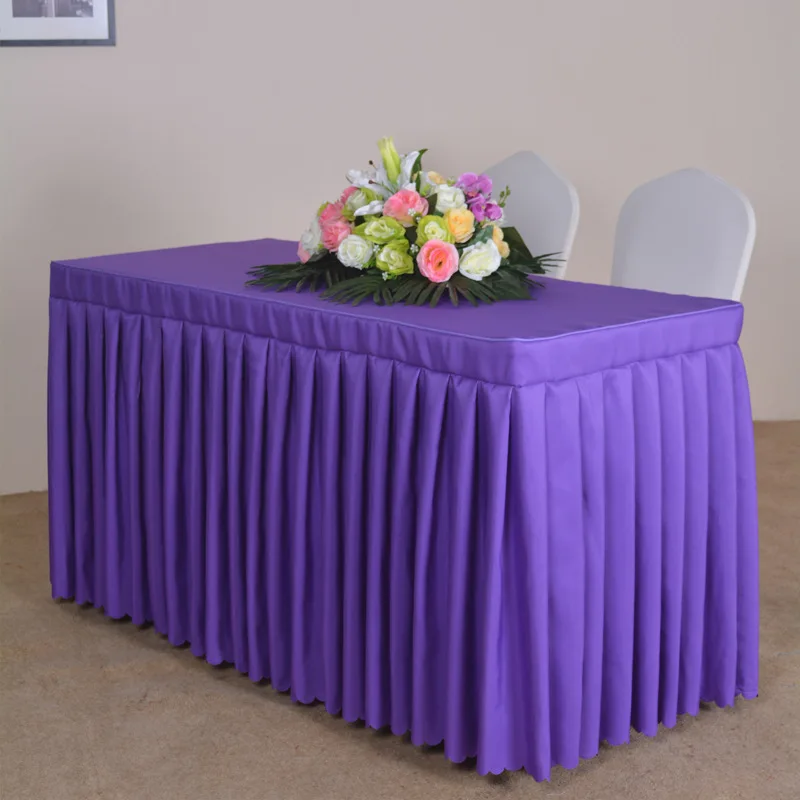 

Exhibition Solid Color Tablecloth Conference Hotel Conference and tag to apron long table skirt activity office black