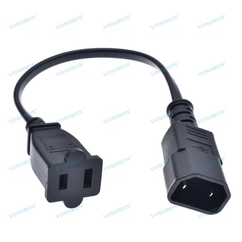 IEC 320 C18 Male Plug to USA 2Pin Female Socket Power Adapter Cable,C14 2PIN to Nema 1-15R 2P Power Adaptor Cord