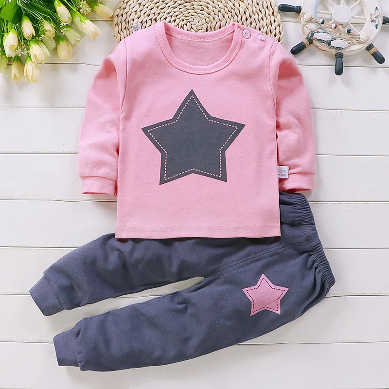Cotton baby girl clothing winter newborn baby clothing set 2 sets of spring children’s pajamas 0-5 year old baby cartoon casual Baby & Maternity