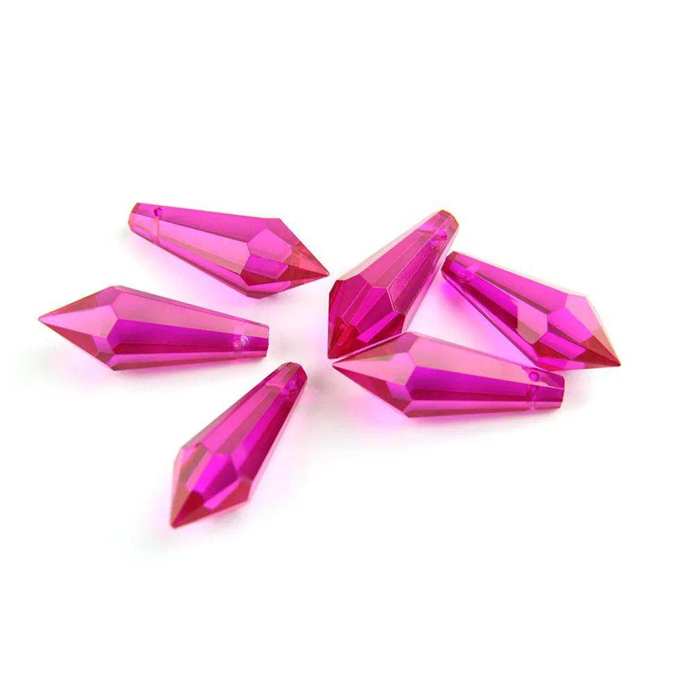 

38mm/63mm/76mm Rose K9 Crystal Chandelier Pendants Prisms Aquamarine Color Cut & Faceted Glass U-Icicle Drops For Decoration