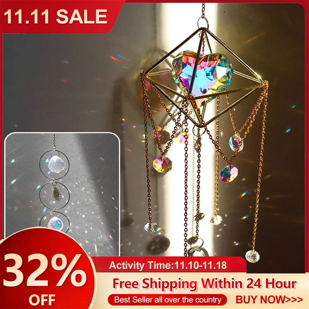 Sun Catchers Crystal Pendant Light Catcher Rainbow Chaser Hanging Wind Chimes Home Garden Decoration Ловец Солнца