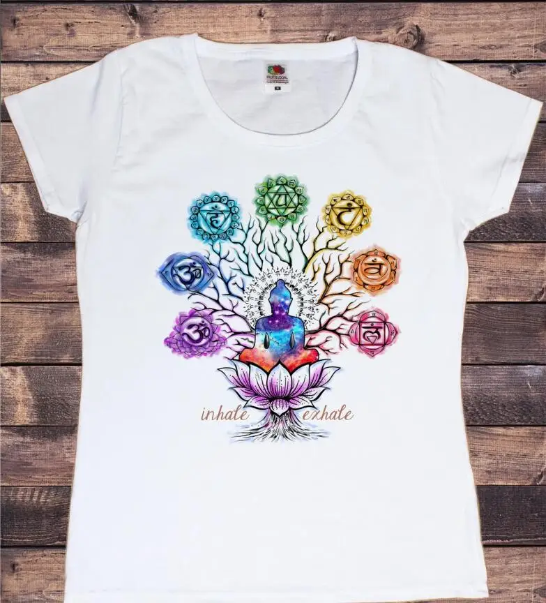 Женские футболки с принтом медитации и дышащего дерева, женская одежда, футболка с радужной птицей, женская рубашка в стиле Харадзюку, топы для йоги, женская одежда 2022