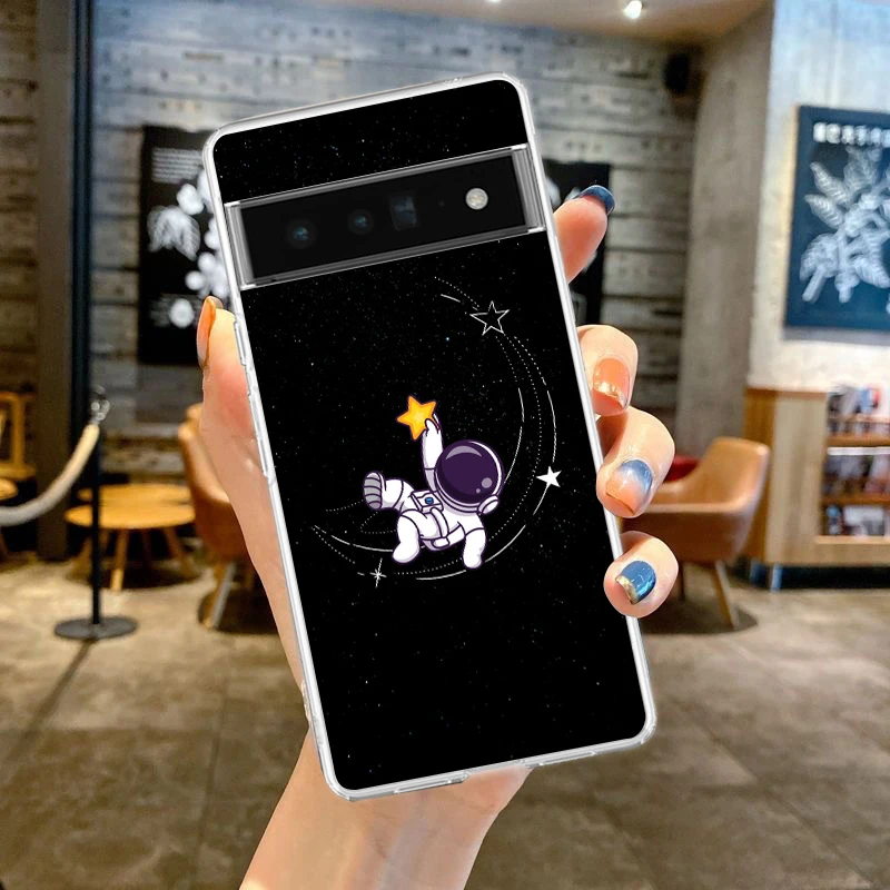 Astronaut Design Soft TPU Clear Phone Case