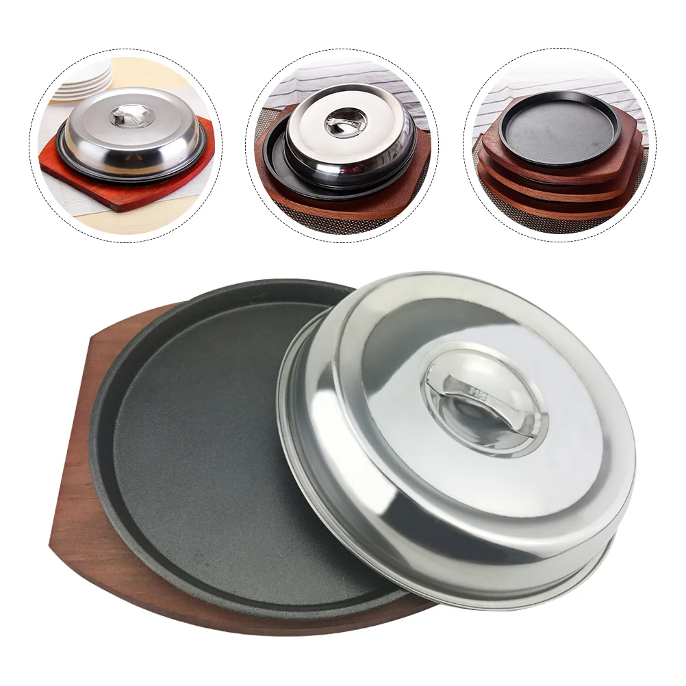 Western Food Cover Round Iron Plate Kitchen Cookware BBQ Stovetop Grill Nonstick for Wood