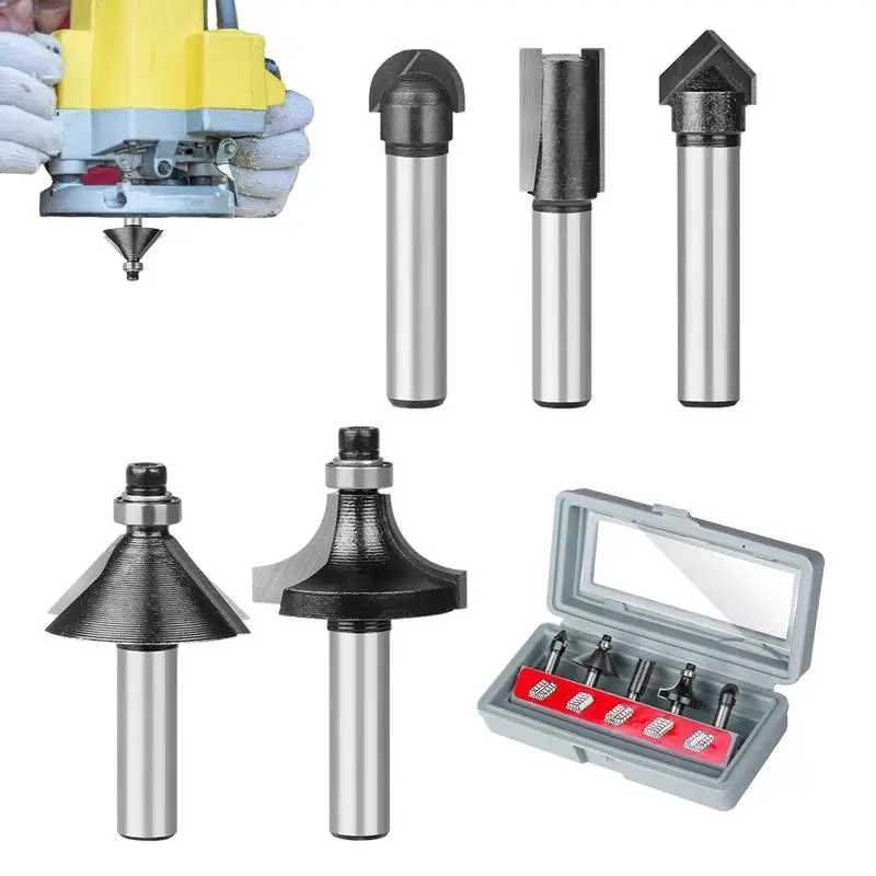 

Фреза для деревообработки, обрезка, угольная фреза, фреза, 5 штук, набор фрез для деревообработки, прочный твердый инструмент для фрезерования