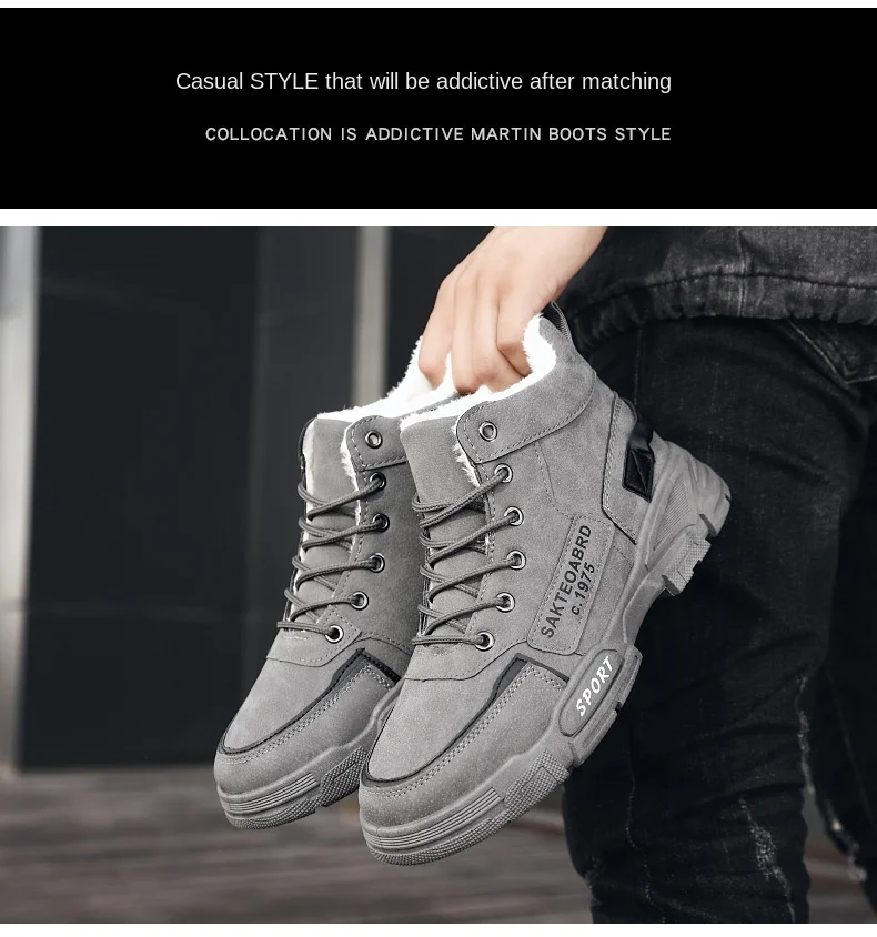 Winter Men Boots Thickened Warm Snow Boots Fashion Thick Sole Ankle Boots Male Cotton Shoes for Men Outdoor High Boots for Men