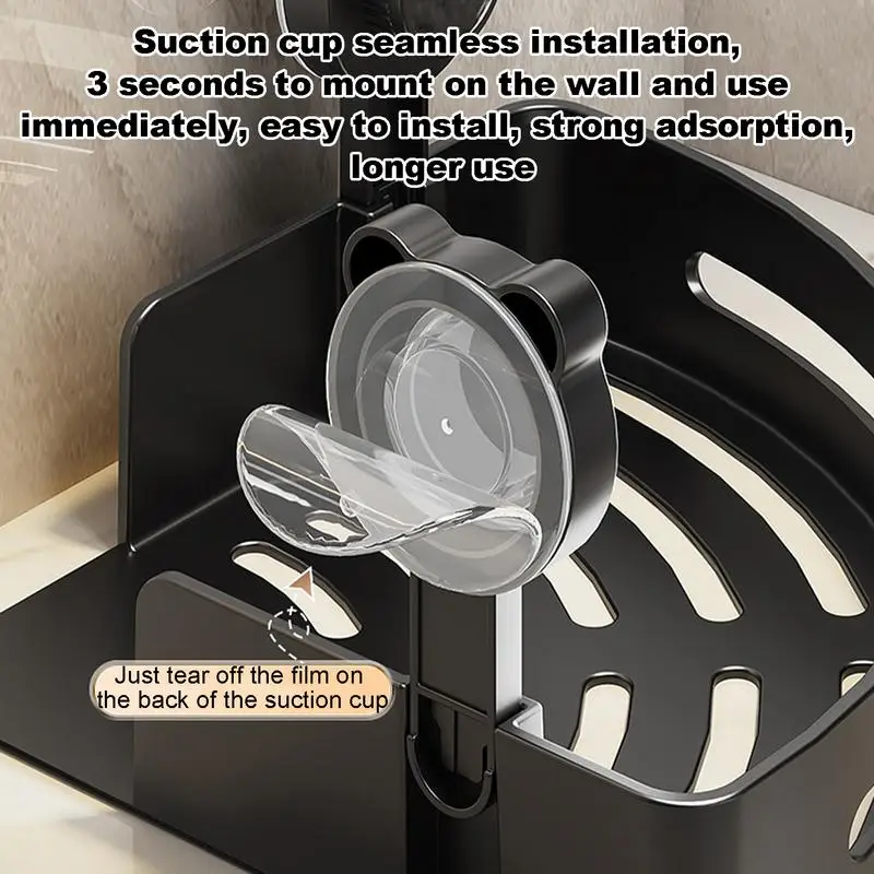 Shower Corner Shelf ABS Wall Mounted Suction Cup Storage Rack No Drill Bathroom Corner Organizer Shampoo Makeup Cosmetic Holder 4