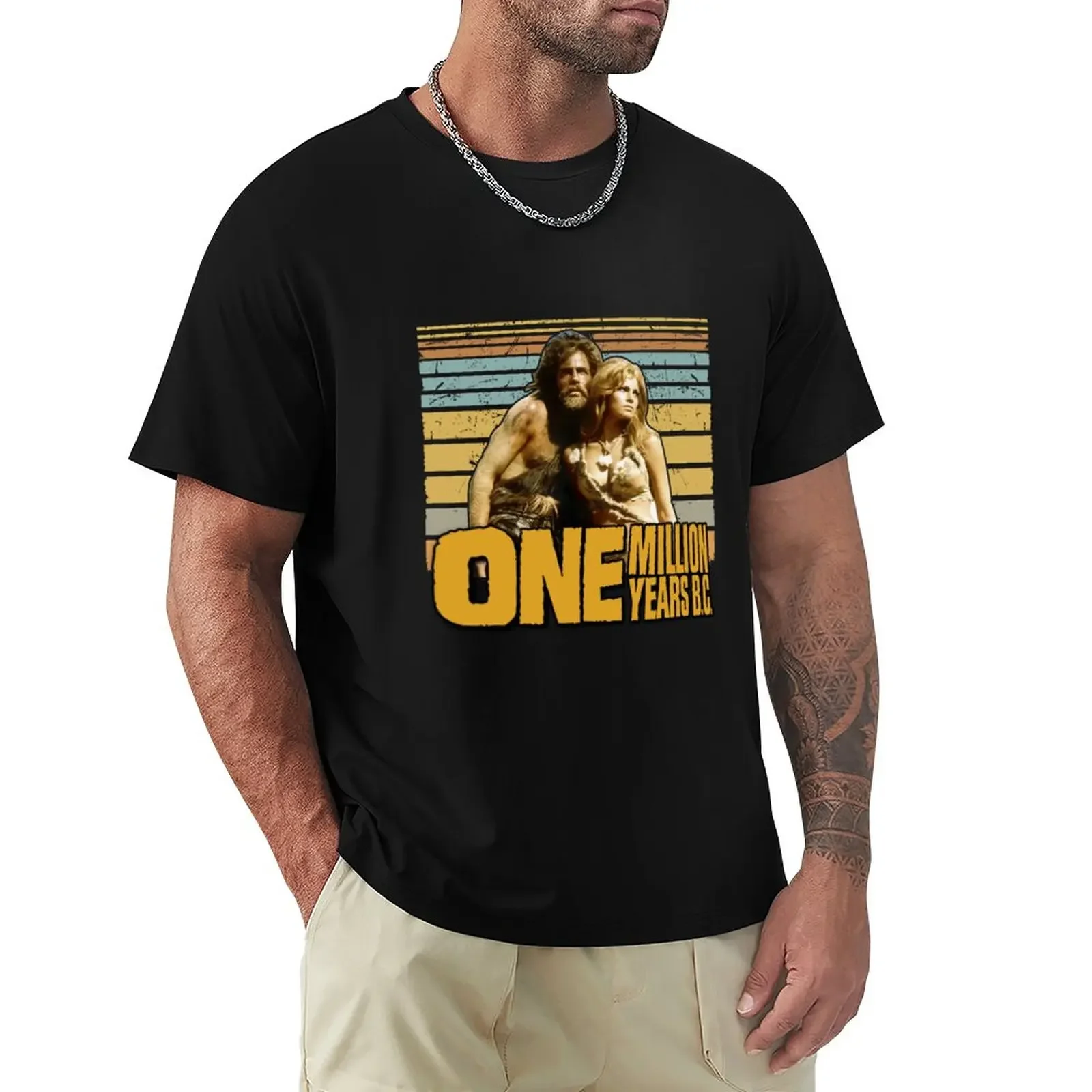 One Million Years B.C Retro Movie T-Shirt Kawaii Clothes Blacks Tees T-Shirt Da Uomo New Edition Funnys T-Shirt Aderenti Per Uomo