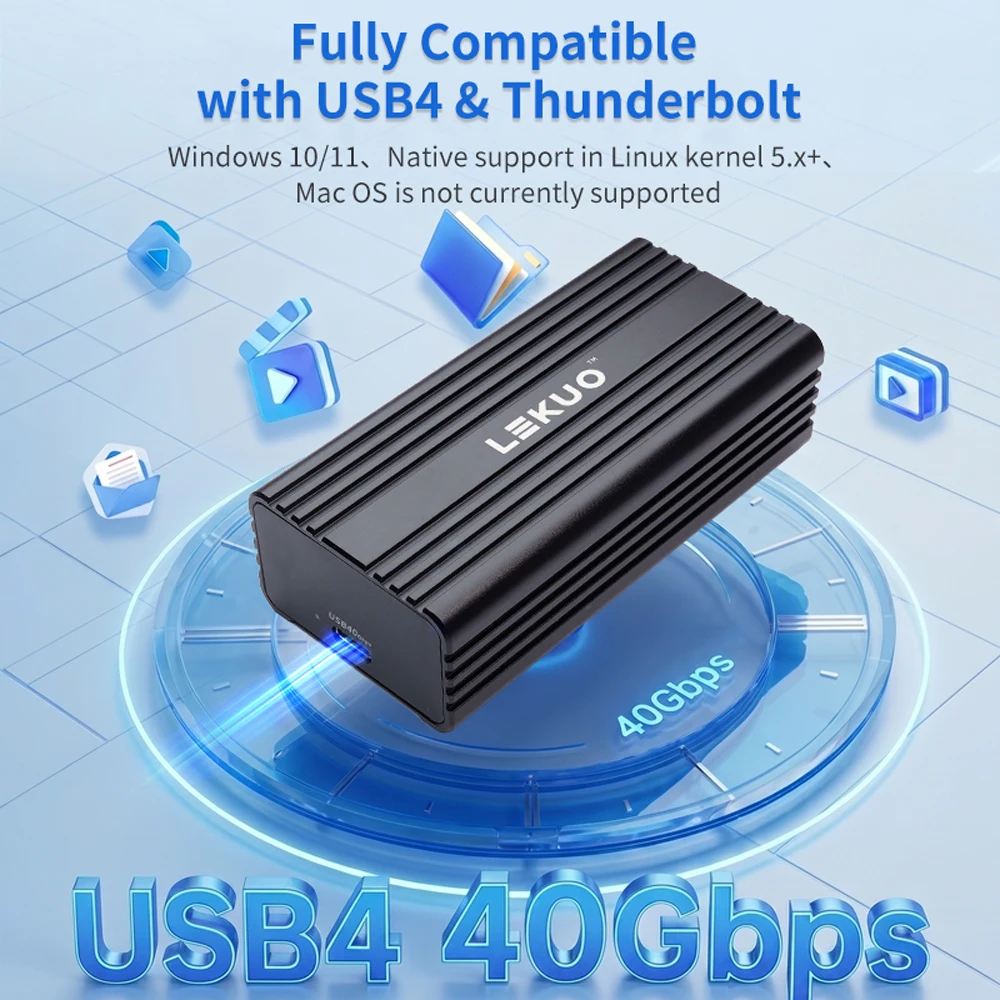 레쿠오 싱글 포트 10G SFP+ USB4 네트워크 카드 Realtek RTL812..