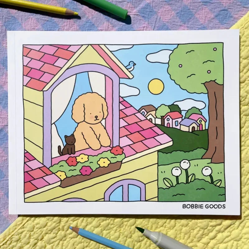 Bobby Bear Coloring Book From Day To Night, Children's Color Stress Relief Coloring Book, Adult Graffiti Drawing Book