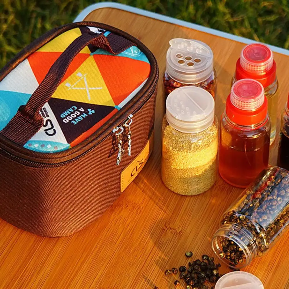 1 Set Spice Jar Storage Bag Large Capacity Waterproof Seasoning Storage Spice Salt Sauce Oil Travel Bottle Container Camping Su