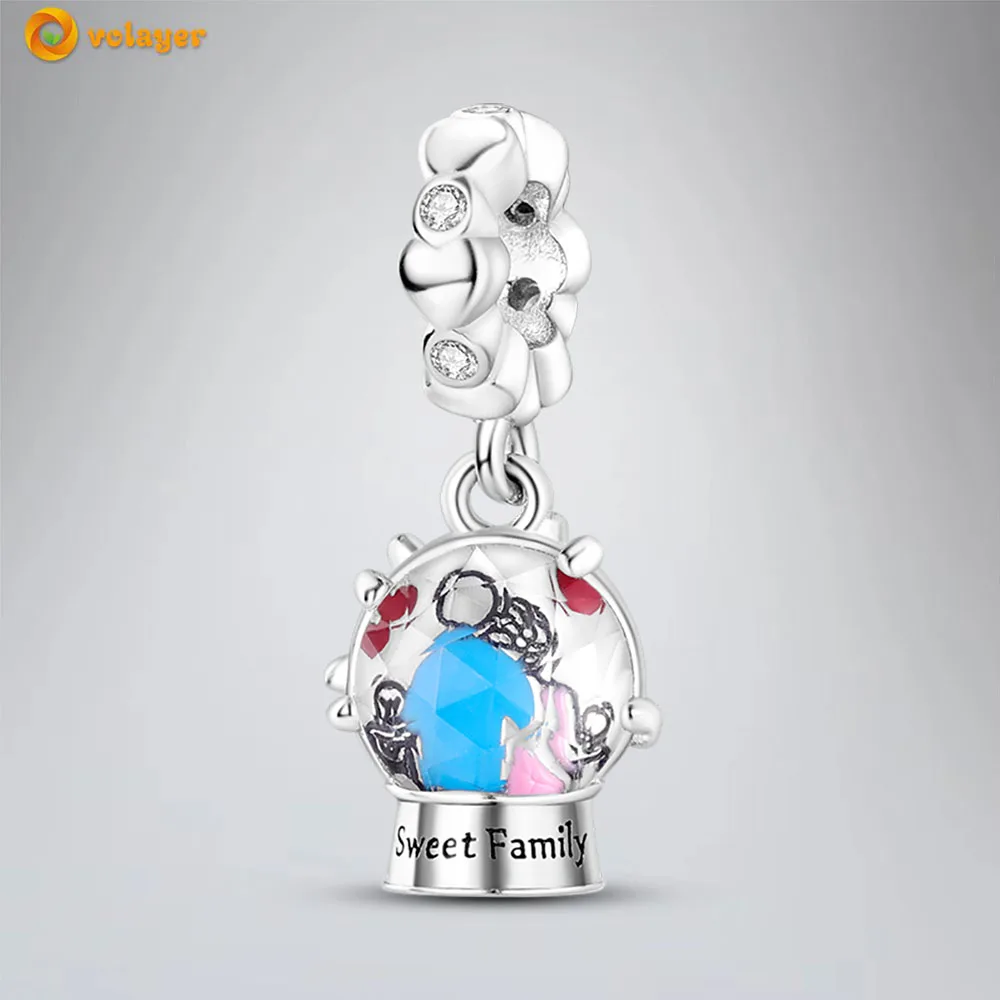 

Volayer 925 Sterling Silver Beads Crystal Ball Dangle Charm fit Original Pandora Bracelets for Women DIY Jewelry Making