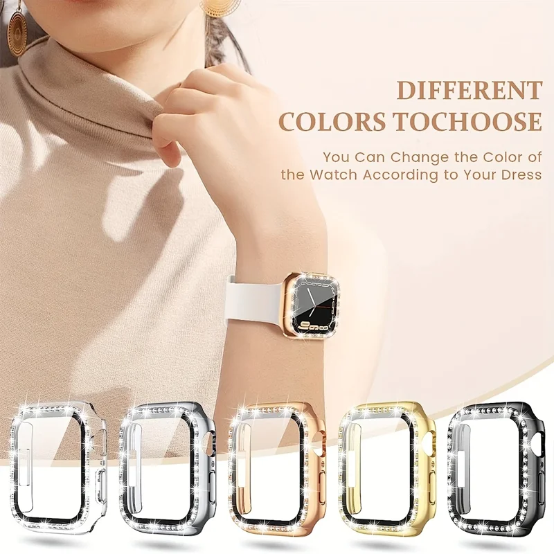 Luxury Crystal-Embellished Watch Case with Screen Protector