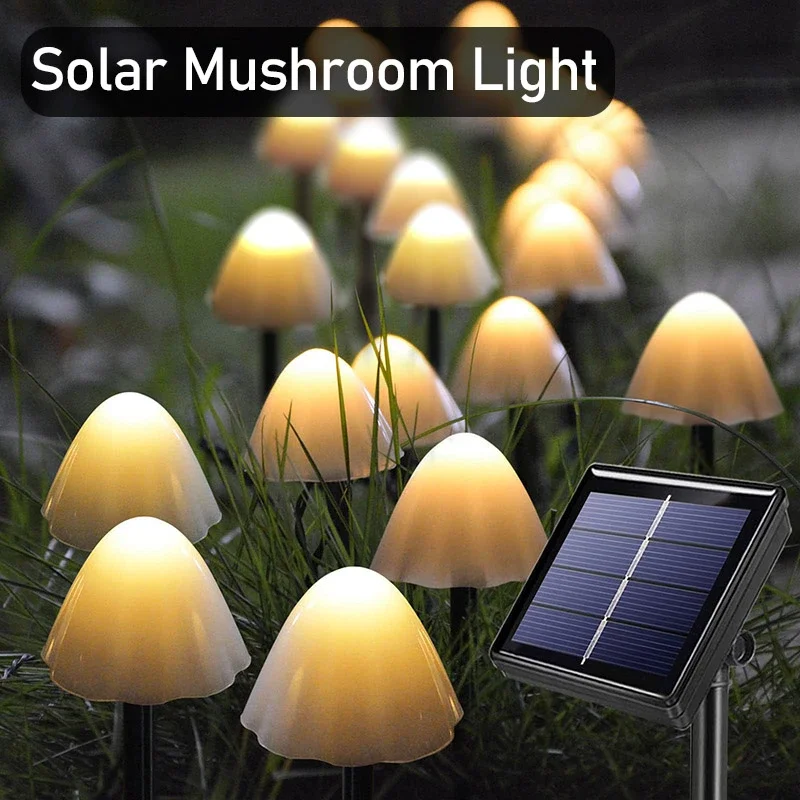 10-30 Led Solar String Lights Fairy Path Lawn Landscape Mushroom Lamp Outdoor Christmas Garden Patio Garland Street Decoration
