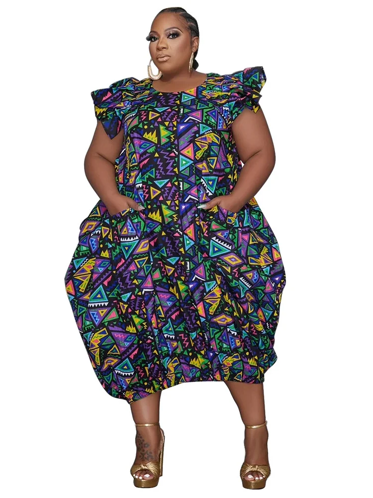 SOMO Plus Size New Dresses Formal Occasion Loose Pockets