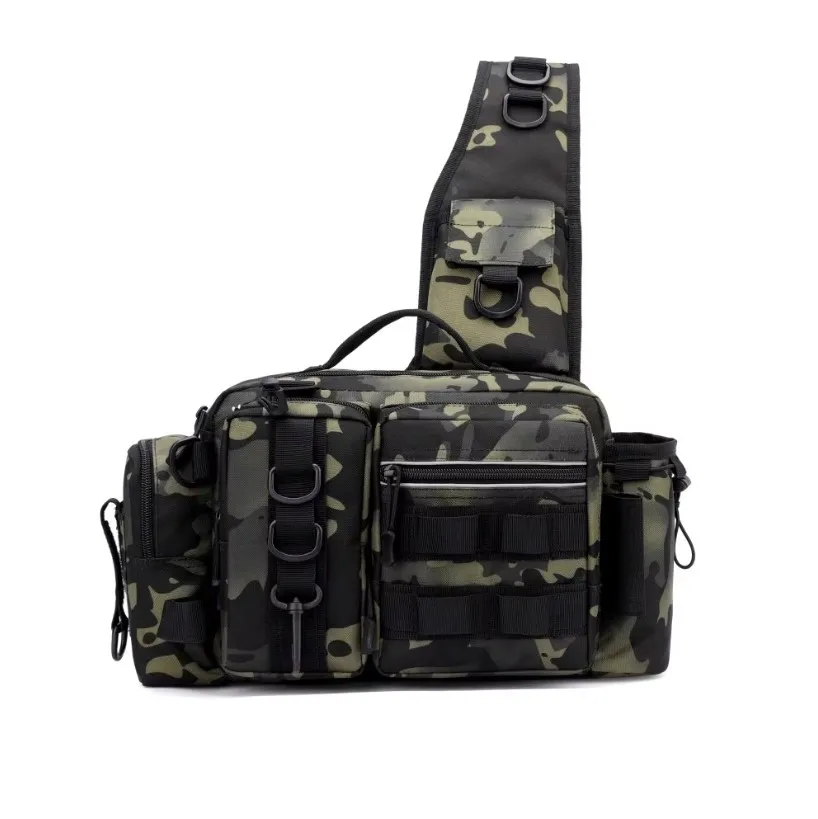 Angelgerät-Rucksack, Angel-Gürteltasche, Umhängetasche, Angelgerät-Box, Organizer mit Ruten- und Ausrüstungshalter, ideal zum Angeln – Detail 7