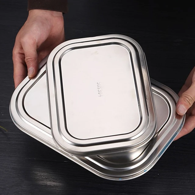 Boîte à lunch Bento en acier inoxydable pour enfants, récipient alimentaire sain pour enfants, cantine scolaire, ustensiles de cuisine, 304, 2, 3/4 compartiments 6