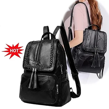 Zaino Classico Nero Multifunzione per Donne in Pelle PU Impermeabile Borsa da Viaggio a Tracolla Borsa Scuola