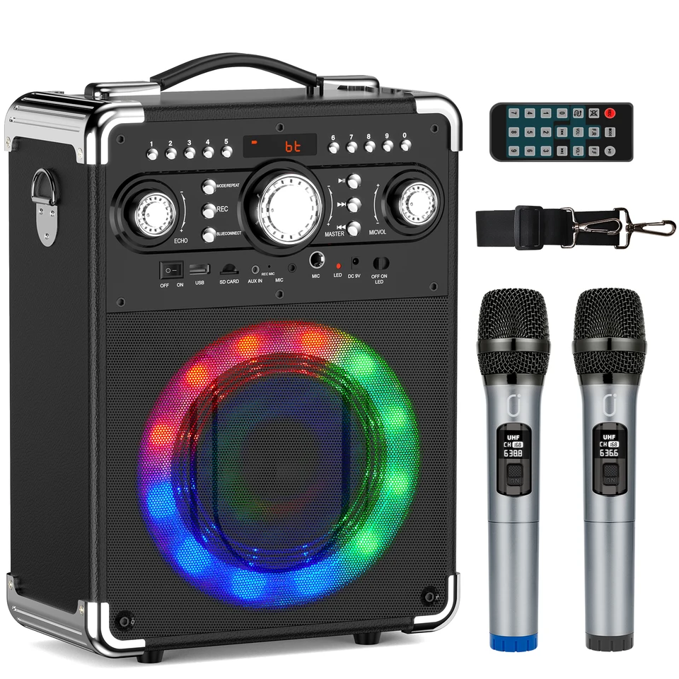 Portable Bluetooth Karaoke Speaker with Dual Microphones