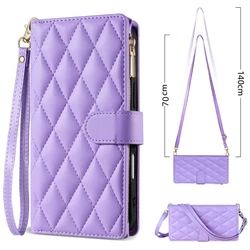 Premium Crossbody Leather Case with Zipper Card Slot Wallet Cover - S10 (PURPLE)