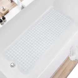 Luxurious Non - Slip Extra Large Bath and Shower Mat - Machine Washable with Drain - 400MMx1000MM (Clear)
