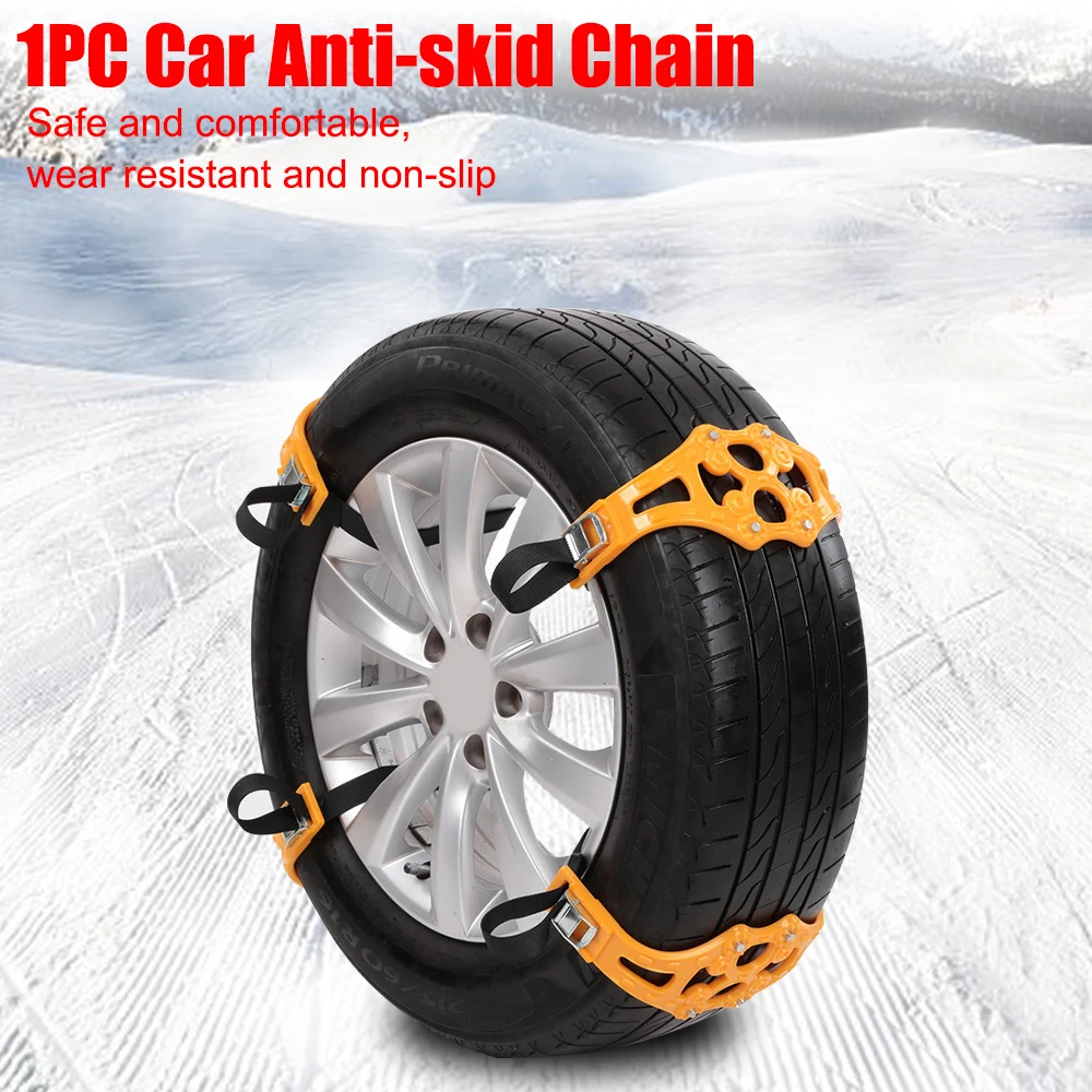Tire Chains Winter Roadway Safety Tire Snow Snap Skid Wheel chains Car Anti-skid Safety Adjustable Double buckle TPU Chains 1pcs/set