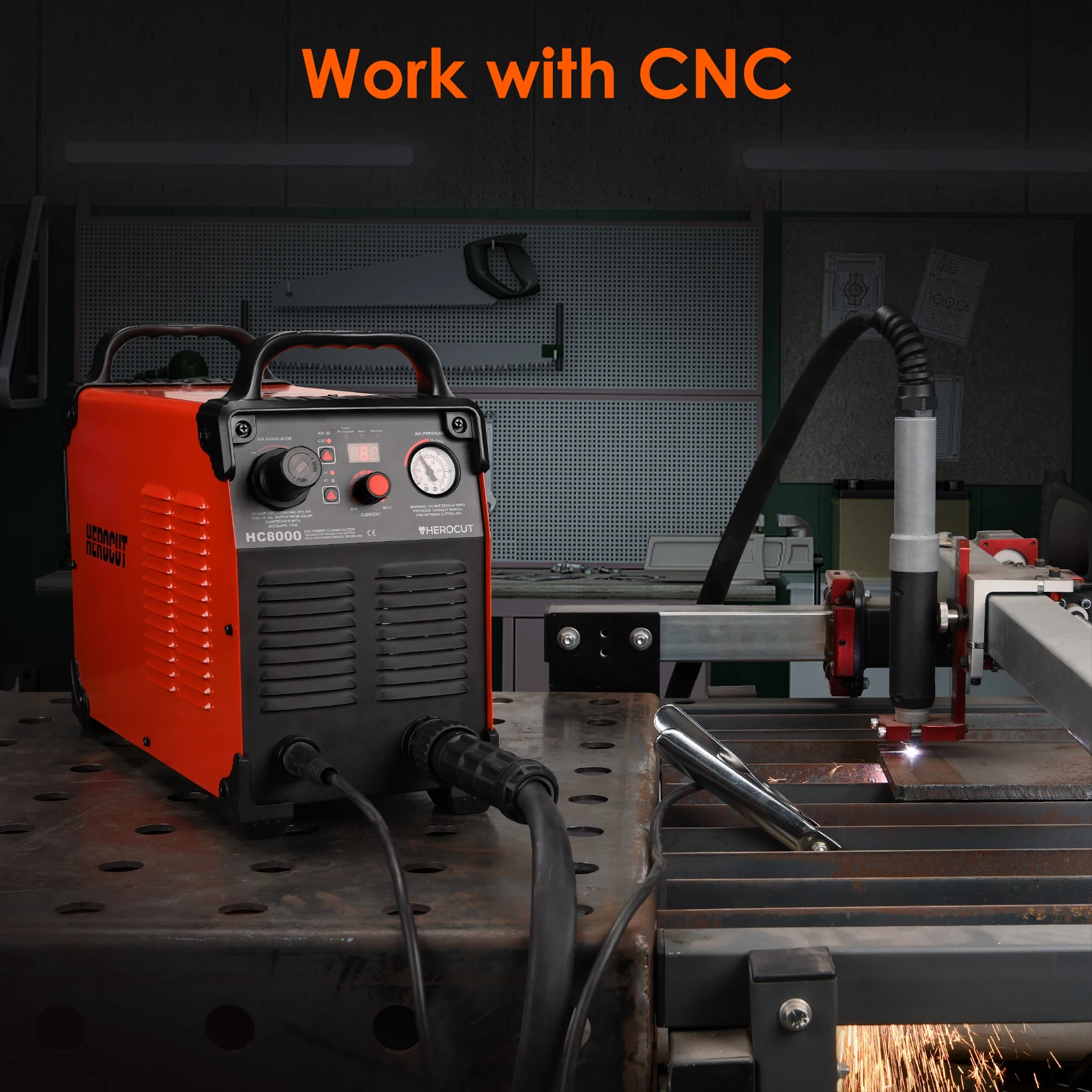 CNC Pilot Arc Plasma Cutter HC8000 HeroCut Blow Back Non-HF Cutting Machine Work with CNC Table Max Cutting Thickness 35mm plasma cutter