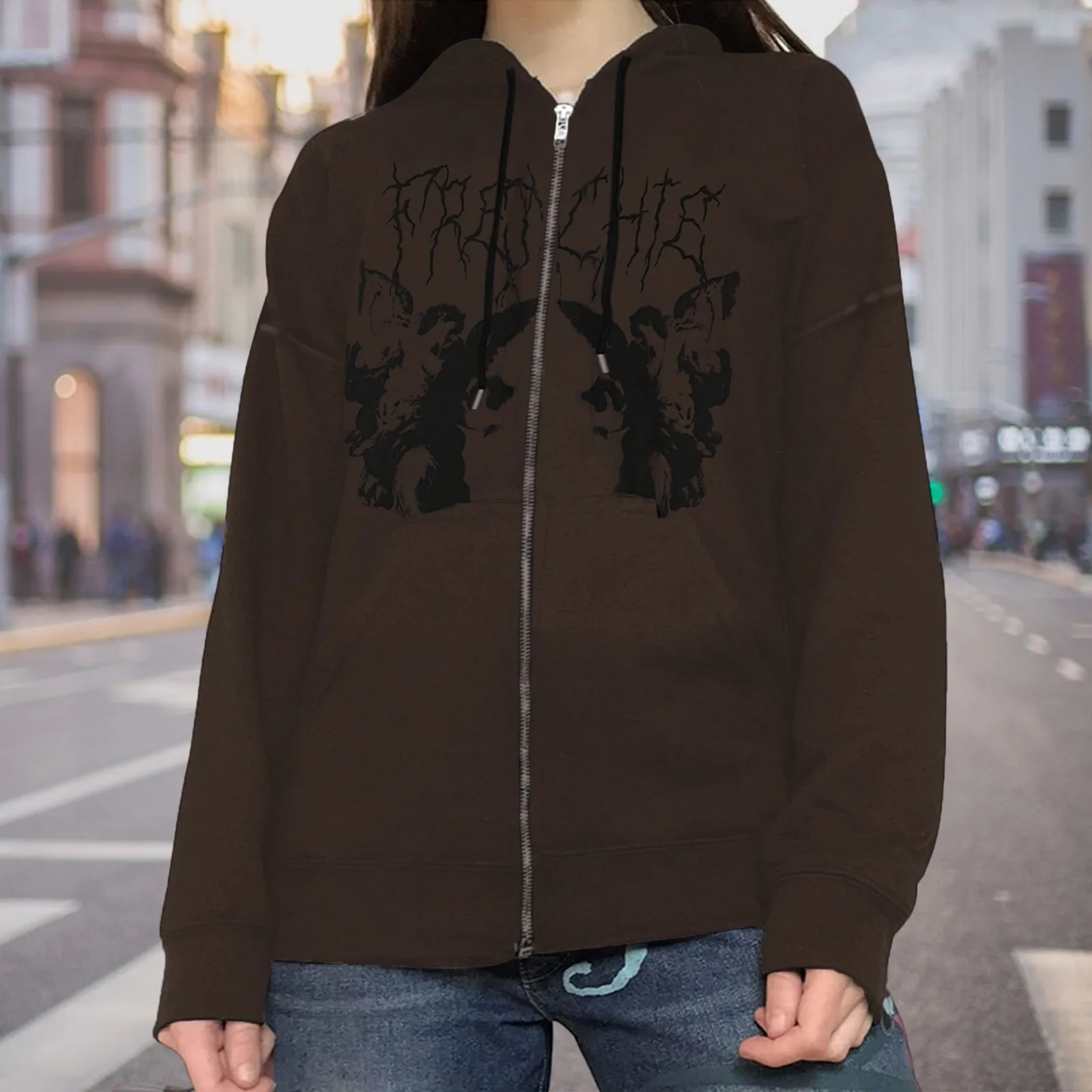 

Hooded Sweatshirt Women 2024 Autumn Winter Warm Fashion Print Zipper Hoodies Sudaderas Coat Female Cardigan Plus Size Streetwear