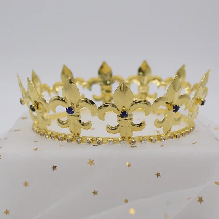 Baroque Vintage Royal King Crowns For Men Boys Round Gold Diademi Pageant Crowns And Coronets Costume Prince Accessori Per Capelli Uomo