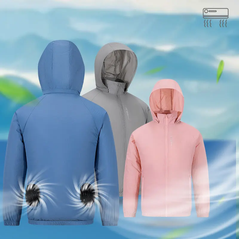 Hiking Outdoor Summer USB Electric fan cooling Jackets men Air Conditioning Fan Clothes USB Pure Cotton Heatstroke Proof Coat hiking jackets waterproof hiking jackets waterproof jacket waterproof coats