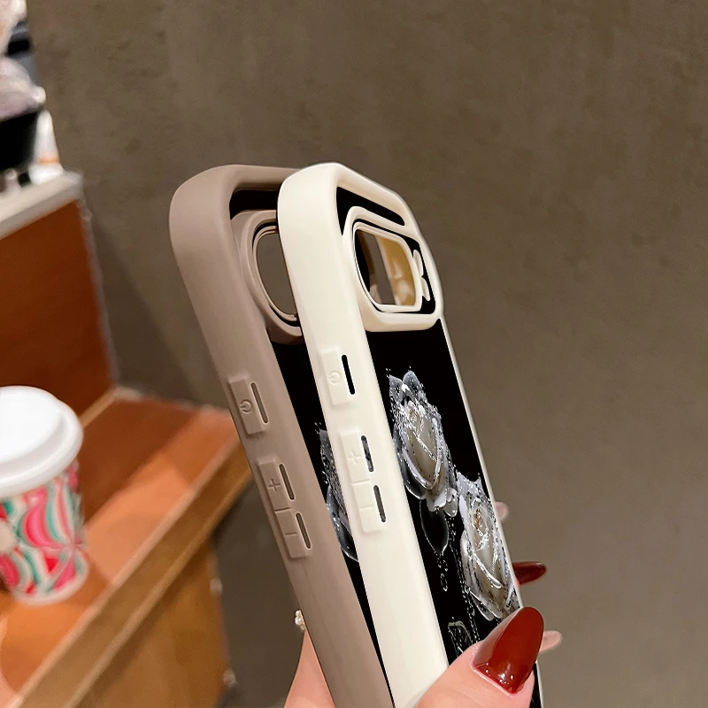 Floral Rose Pattern Shockproof TPU Phone Case - Solid Color, Soft Cover