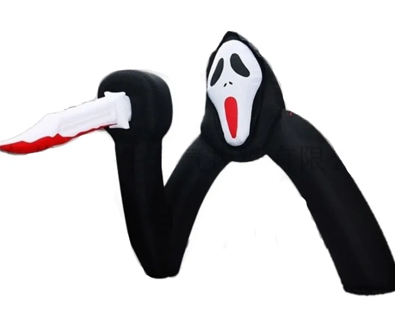Top Popular Scary Ghost Holding A Knife Inflatable Arch for Halloween Decoration h ghost halloween skull balloons inflatable halloween theme aluminum film balloon modeling aluminum film death ballons room decor