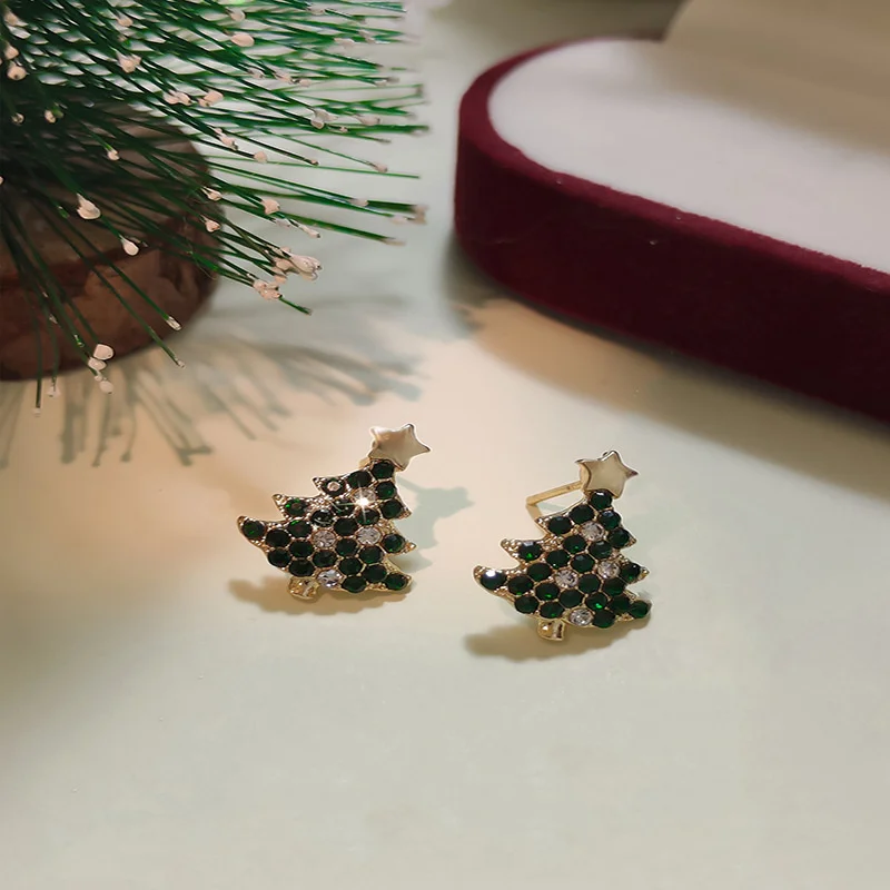 Elegante Schneeflocken-Ohrstecker für Damen Koreanische Mode Weihnachtsbaum Imitationsperle Kristall Zirkon Ohrringe Party-Schmuck – Detail 12