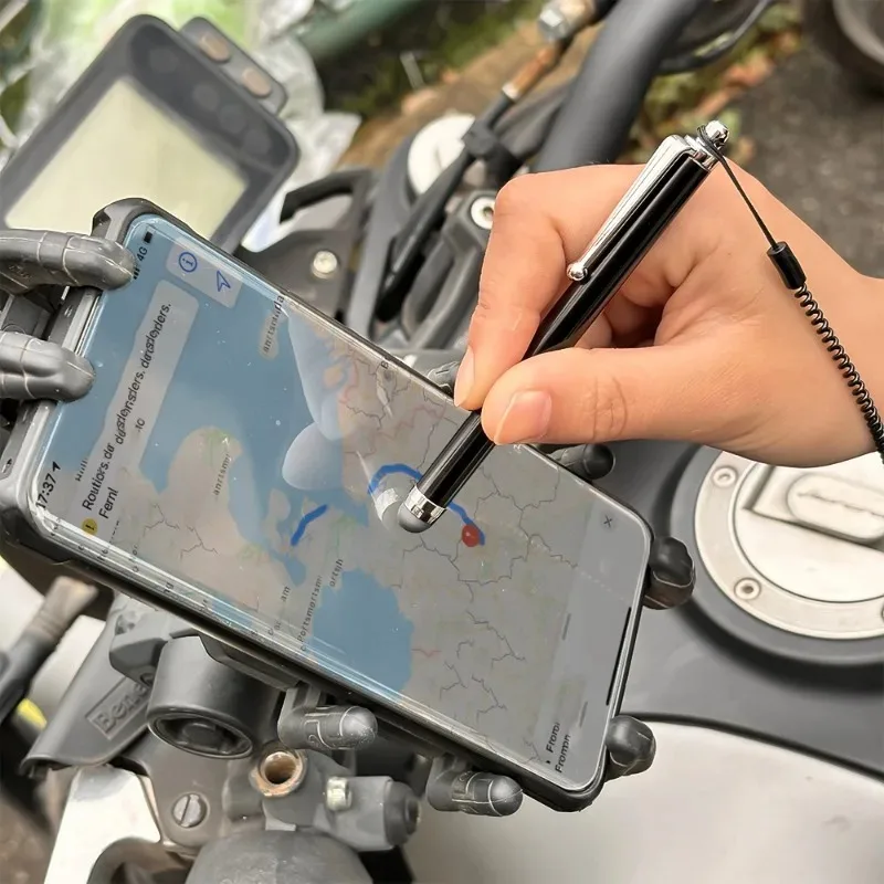 Universal Capacitive Screen Stylus with Spring Cable and Pen Clip