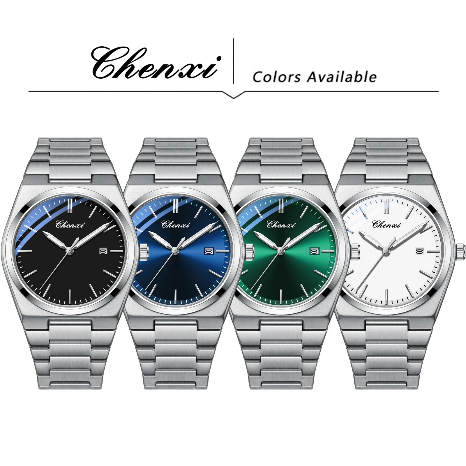 CHENXI 683 Man Quartz Watch Green Blue Leisure Simple Casual