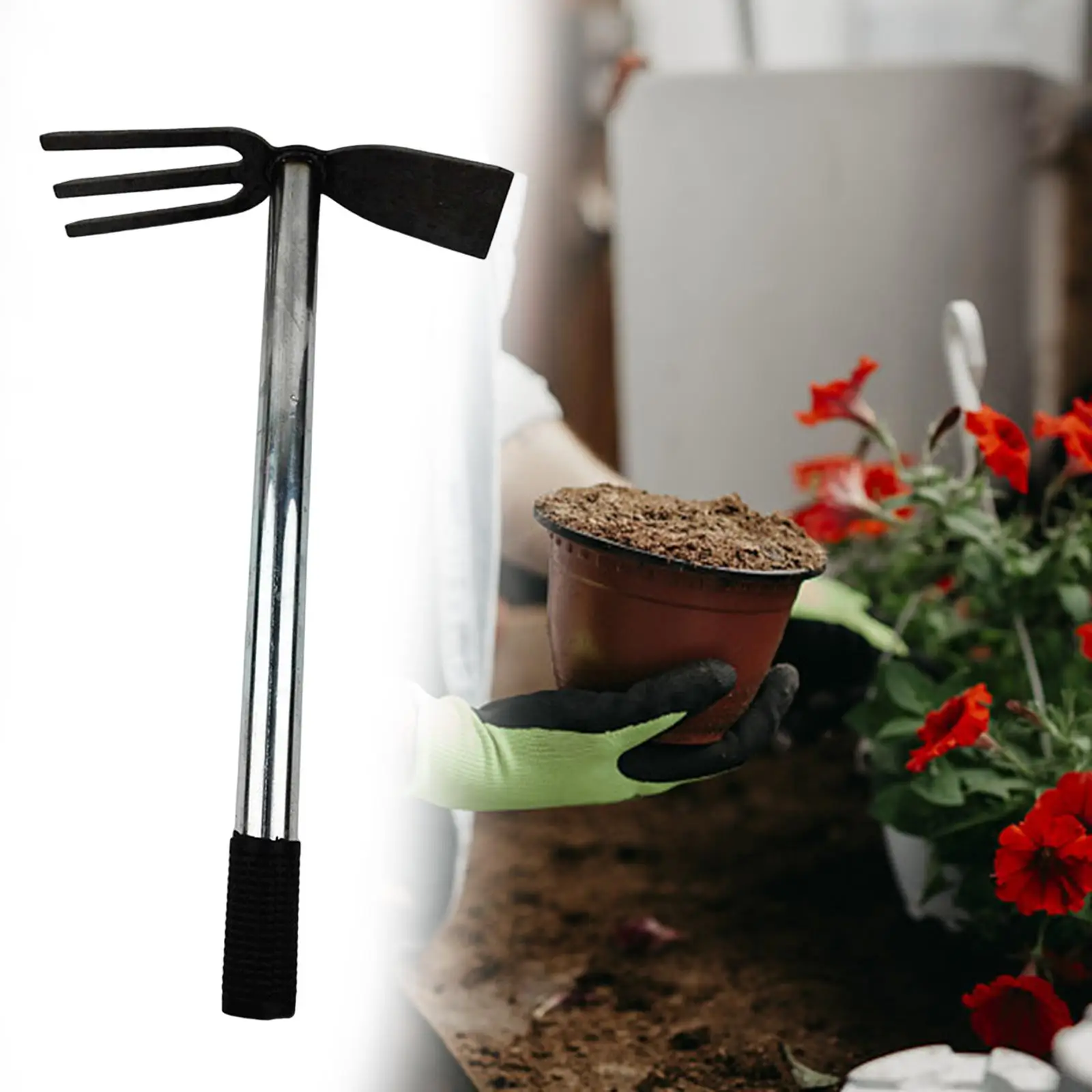 Hand Digger Cultivator Wedding Gardening Handheld Short Nonslip Handle Garden Hoe for Digging Agriculture Farm Backyard Planting
