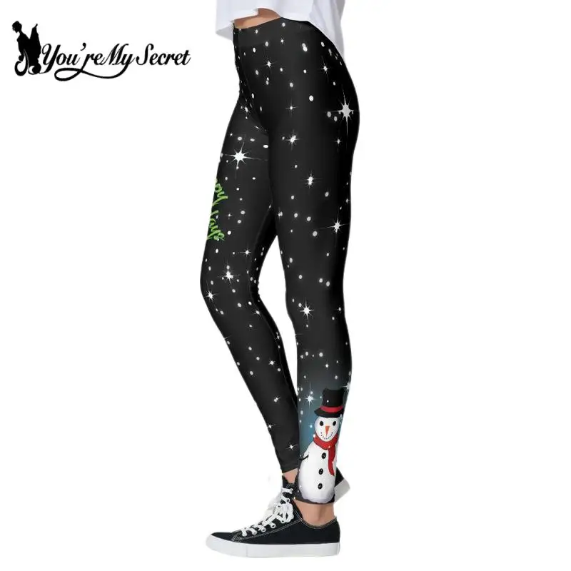 

[You're My Secret] Christmas Leggings Gift Autumn Winter Festival Legging Women 3D Stripe Sexy High Waist Skinny Leggins