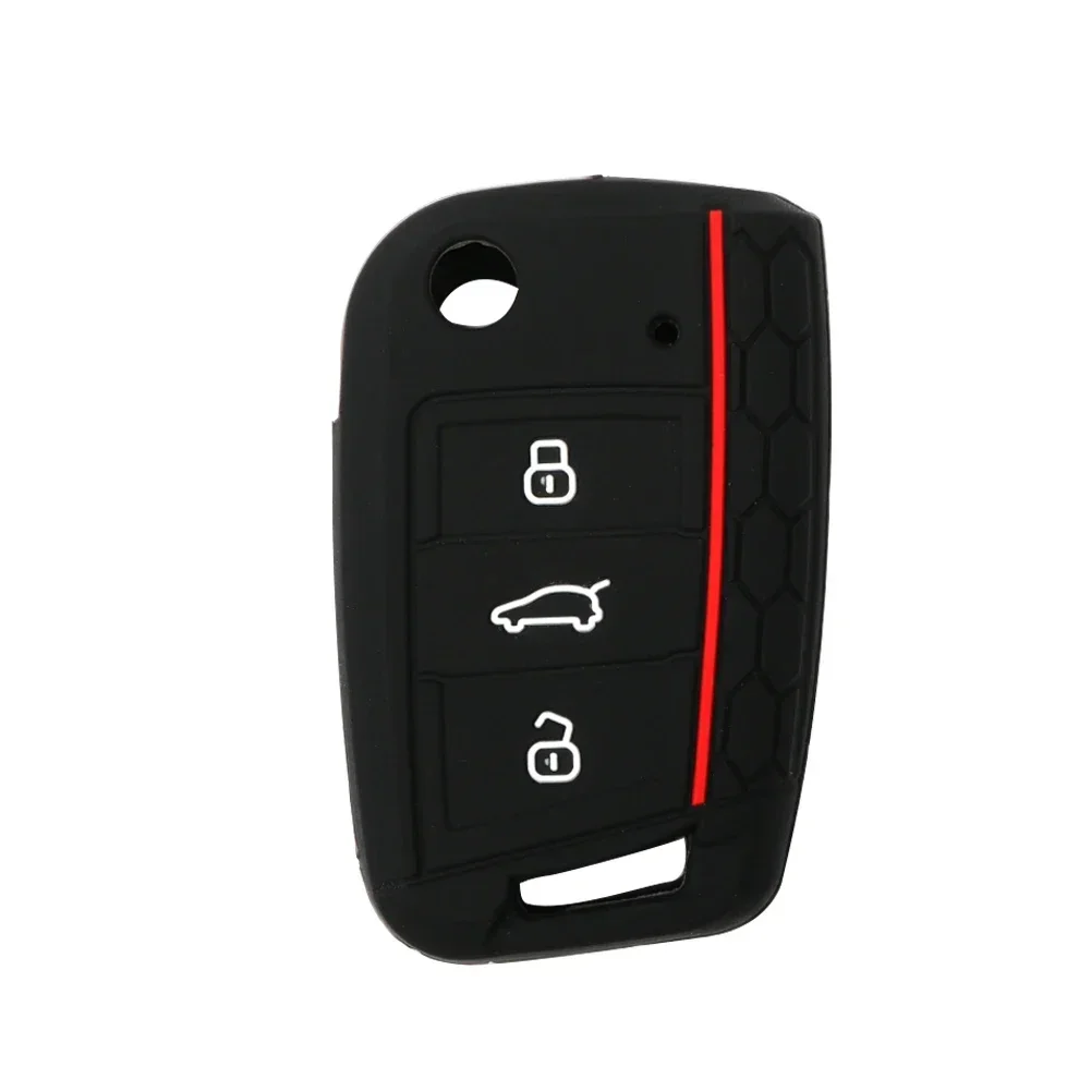 3 Button Car Key Cover Silicone Case For VW Golf 7 GTI POLO T-Roc T-Cross Touran Skoda Tiguan Octavia Kodiaq Rapid Fabia Seat key case cover key case car key shell