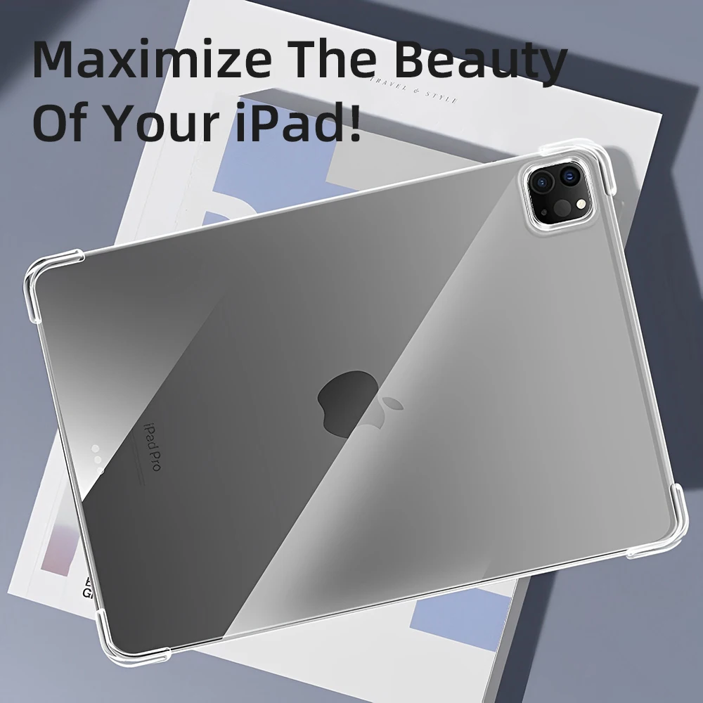 TPU Silicon Transparent Case For iPad Air 11 2024 Pro 11/13in M4 for iPad 10/9/8/7/6/5 Gen Air 4/5th 10.9 3rd 10.5 Mini 6 6