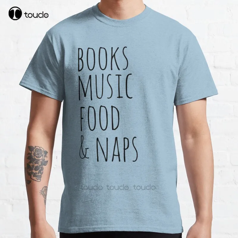 

New Books Music Food & Classic T-Shirt Cotton Men Tee Shirt Family Shirts Custom Aldult Teen Unisex Digital Printing Tee Shirt