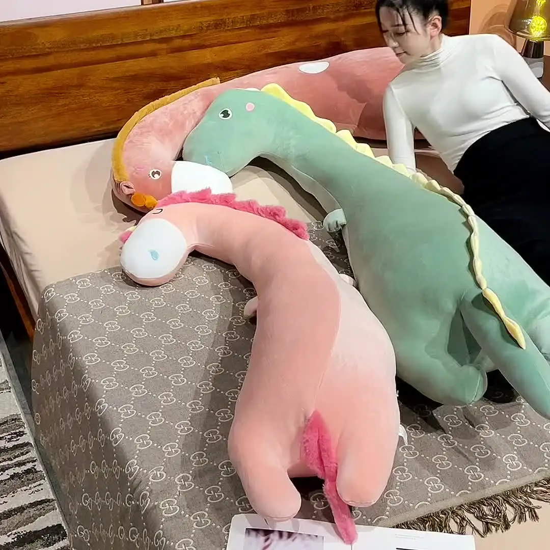 Almohada de dinosaurio rosa de peluche grande y acogedora T-rex para Almohada de dinosaurio rosa de peluche grande y acogedora T-rex para