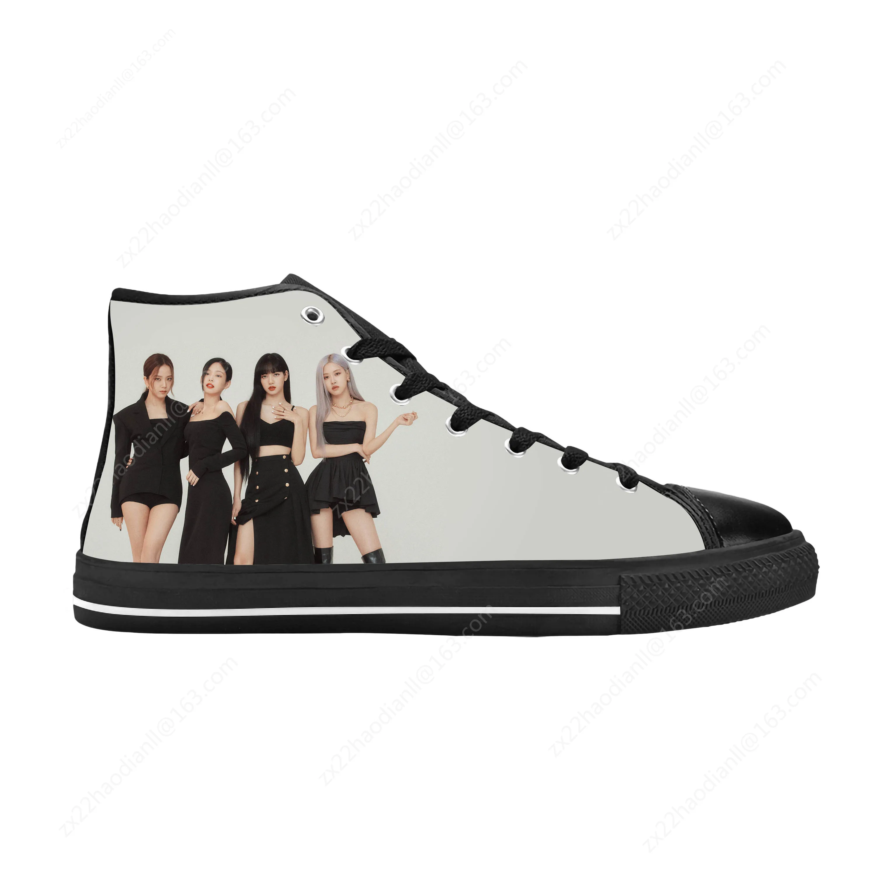 Hot Pink Pop Singer Band Rock Music Fashion Black Casual Cloth Shoes High Top Comfortable Breathable 3D Print Men Women Sneakers