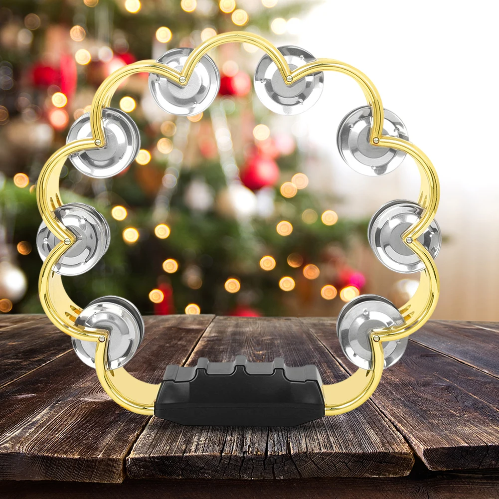 더블 레이어 타악기 탬버린 휴대용 오르프 탬버린 ABS 핸드 크랭크 탬버린 어린이용 장난감