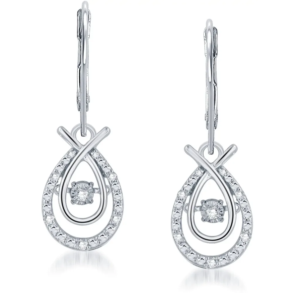 

1/5 Carat T.W Dancing Diamond Sterling Silver Drop Earrings